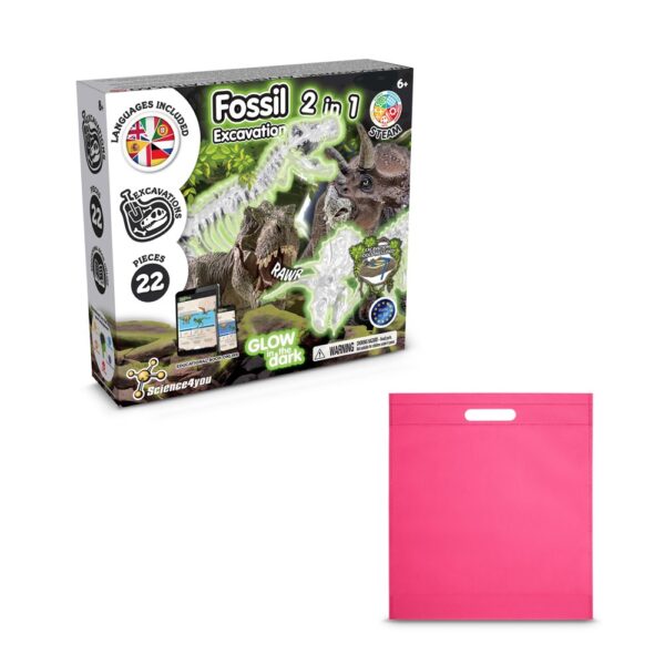 2 in 1 Fossil Excavation Kit IV. Vzdělávací hra dodáváno s dárkovým sáčkem z netkané textilie (80 g/m²) - Růžová