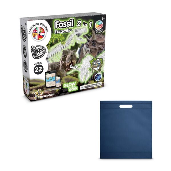 2 in 1 Fossil Excavation Kit IV. Vzdělávací hra dodáváno s dárkovým sáčkem z netkané textilie (80 g/m²) - Modrá