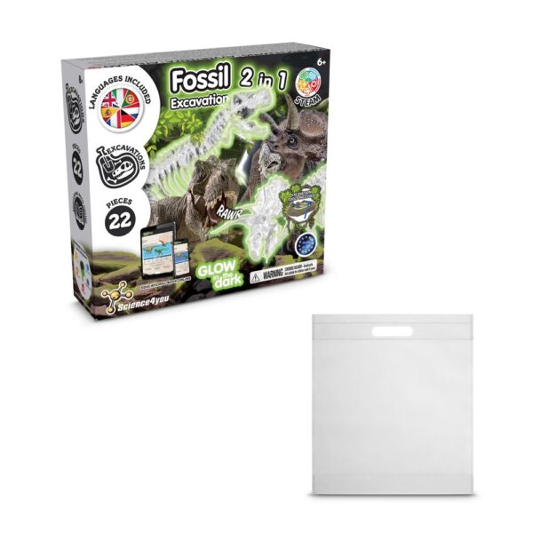 2 in 1 Fossil Excavation Kit IV. Vzdělávací hra dodáváno s dárkovým sáčkem z netkané textilie (80 g/m²) - Bílá