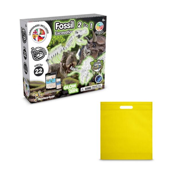 2 in 1 Fossil Excavation Kit IV. Vzdělávací hra dodáváno s dárkovým sáčkem z netkané textilie (80 g/m²) - Žlutá