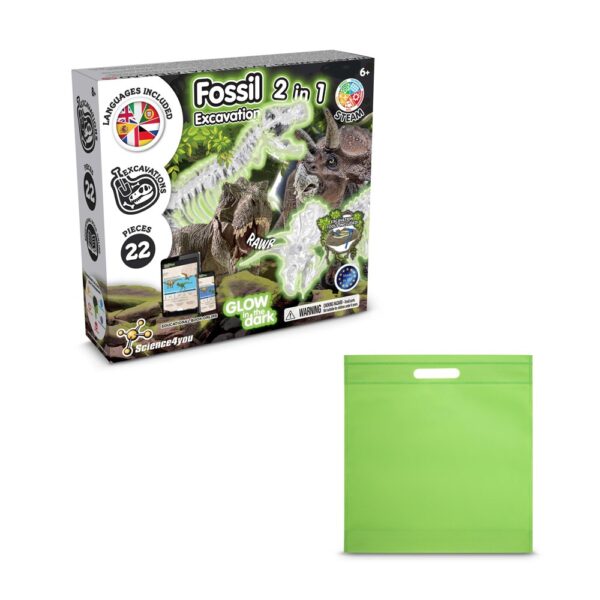 2 in 1 Fossil Excavation Kit IV. Vzdělávací hra dodáváno s dárkovým sáčkem z netkané textilie (80 g/m²) - Světle zelená