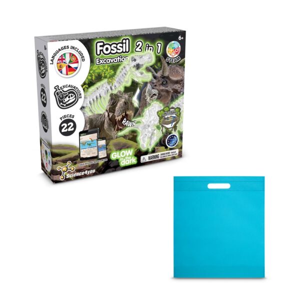 2 in 1 Fossil Excavation Kit IV. Vzdělávací hra dodáváno s dárkovým sáčkem z netkané textilie (80 g/m²) - Světle modrá