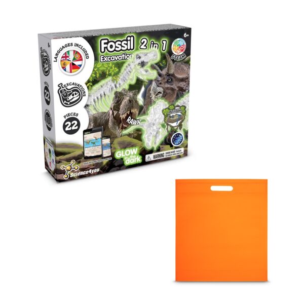 2 in 1 Fossil Excavation Kit IV. Vzdělávací hra dodáváno s dárkovým sáčkem z netkané textilie (80 g/m²) - Oranžová