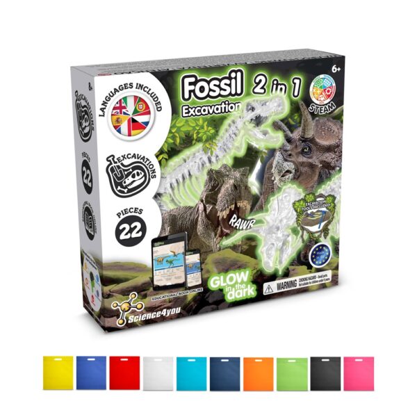 2 in 1 Fossil Excavation Kit IV. Vzdělávací hra dodáváno s dárkovým sáčkem z netkané textilie (80 g/m²)